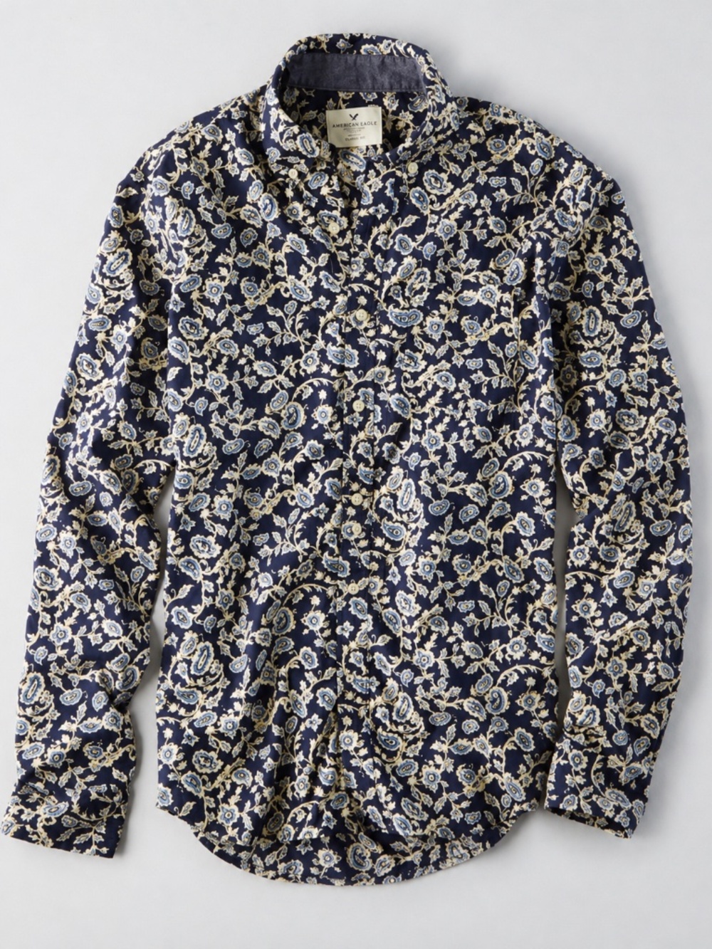 American Eagle Outfitters Seriously Soft Classic Floral Button Down Oxford Shirt